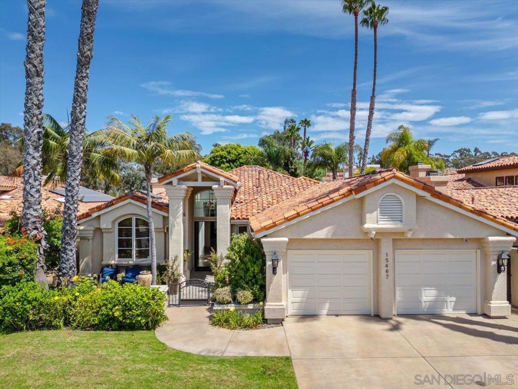 Welcome to Del Rayo Downs—an intimate, guard-gated enclave of ~65 residences with clubhouse, pool, and tennis/pickleball—minutes to RSF Village, Del Mar beaches, and top schools. This rare single-level home blends warm architectural details and effortless indoor-outdoor living: wood-beamed ceilings, a center skylight that washes the great room in natural light, and parquet wood floors and travertine hallways. The chef’s kitchen (built-in range and double ovens) opens to casual dining and a fireside family room. Three ensuite bedrooms include a spacious primary with fireplace; there’s also a guest powder room. Outside, a low-maintenance courtyard designed for entertaining with built-in BBQ and fire-pit. Finished 2-car garage. Approximately 3,220 SF on a ~7,405 SF lot; built 1990. HOA includes gated entry and community amenities. A serene, lock-and-leave lifestyle in one of Rancho Santa Fe’s most convenient locations. (See upgrades & modifications listed below): *Current owner has thoroughly upgraded. Including, but not limited to: New water heater (2023), Added water softener (2025), Fine tuning Electrical, New Solar (Sunrun Solar lease: $380/month (SDG&E ~$80/month), Roof repaired (2025), Backyard & Landscaping Upgraded and Improved offering increased privacy with modified landscaping and irrigation drip systems (Water billing ~$140/month (reduced gardener need by ~$100/month), Glass wall and gate into HOA-maintained terrain (2025), Added faux grass for pets (2023) Interior Modifications include 2 bathrooms upgraded w/countertops, cupboards, showers & fans. Upgraded closets in 2 en-suite bedroom, New carpet (2023), All lighting upgraded to LED (2024), Large fan added to master bedroom (2023), Wall removed between kitchen and formal dining to create great room feel (2024), Faux paint changed to updated light colors (2025) Security & Safety Exterior cameras with master closet monitor viewing setup Motion sensor lighting surrounding home Ring front camera (2024) Alarm system: ADT, $47/month (connected to all doors & windows) Additional Upgrades - New garage floor (2024), Surround sound system upgraded with Sonos (indoor & outdoor)
