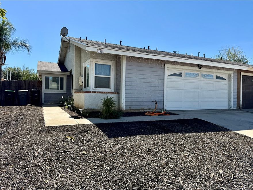 Welcome to your brand new home,  This  Spacious and well-kept 2 -bedroom, 2-bath single-family home located in a quiet and friendly neighborhood of Perris! This home features an open floor plan with plenty of natural light, a comfortable living area, and a modern kitchen that comes equipped with a stove, oven, and dishwasher. this home has an additional room built inside the garage, perfect for a  office or extra storage space.  This home also includes a one -car garage, central A/C and heating Plus, it's pet-friendly.