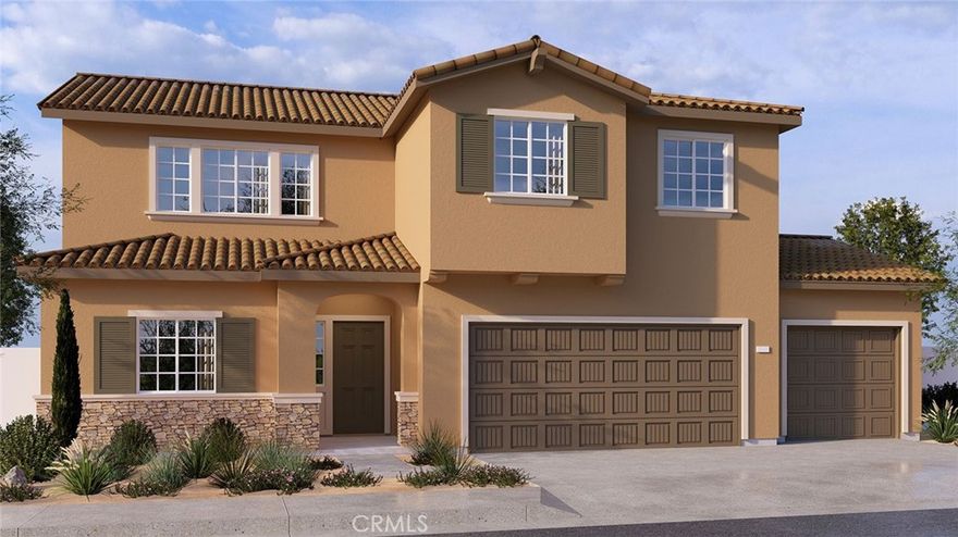NEW CONSTRUCTION and a QUICK MOVE-IN - with SOLAR INCLUDED in Wildomar! This 2,537-square foot 2-story home with a California Tuscan façade lives like a single-story home with the PRIMARY BEDROOM and ensuite bathroom DOWNSTAIRS and another downstairs bedroom and full bathroom! Upstairs you'll find a large BONUS ROOM, 3 bedrooms and a full bathroom. The island kitchen with breakfast bar includes Whirlpool stainless steel gas cooktop and oven, microwave, dishwasher, Bianco Tiza QUARTZ counter tops, a pantry closet, and the DOWNSTAIRS LAUNDRY ROOM is tucked behind the kitchen area. This home also has Alto [Grey] Colored shaker-style cabinetry throughout and upgraded designer vinyl flooring in bathrooms, laundry, kitchen and plush carpet in bedrooms, closets and stairwell. To top it all off, the direct access 3-car garage is pre-plumbed for an electric car! This truly modern home has all the Smart Home features you would expect and, is FULLY LANDSCAPED and IRRIGATED in the front yard. The community is situated close to neighborhood parks, shopping and just minutes to freeway access.  This home will be ready to move into in mid December.  **HUGE SAVINGS!! Solar is "No additional cost to your buyer" - it is INCLUDED IN THE PRICE OF THE HOME**