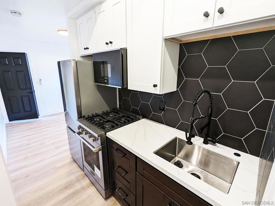 Newly remodeled 1 BR / 1 BA unit in Imperial Beach about 1 mile from the beach!  Exclusive use yard, dual zone mini split (AC/heat), washer & dryer, new kitchen, gas stove, stainless steel appliances, quartz countertops, modern hex tile backsplash, luxury vinyl plank flooring, LED ceiling fans.