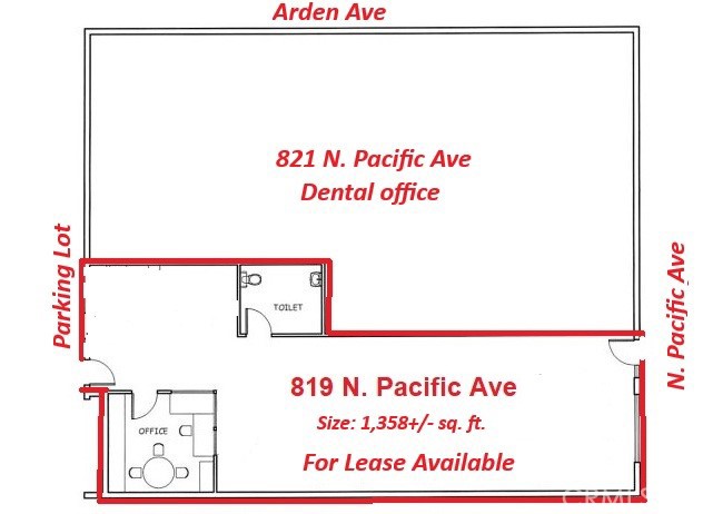Office for Medical, Retail or Business Uses
Maximum Exposure for visibility at prime corner next to Fast Food Retailers.
Prime South West Corner of A Signalized Intersection with over 40,000 Daily Traffic Count
Handicap Accessible, Signage Available on Pacific Ave and at the back of the Building
Fenced Parking area with dedicated stalls
Call Broker for Detailed Marketing Brochure