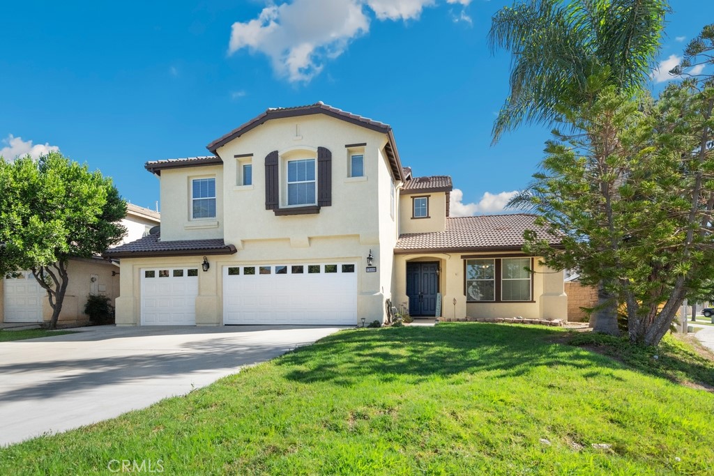 ~~GREAT LOCATION in the Providence Ranch neighborhood in Eastvale and sitting on an 8,276 SqFt Premium Corner lot this 2,700 SqFt home offers 5 bedrooms, and 3 bathrooms with fantastic curb appeal, fresh interior and exterior paint, new vinyl plank floors in the bedrooms & family room and tile flooring in the living room, kitchen and walkways. There are also high ceilings, recessed lights, an open and spacious floor plan, and lots of natural light throughout! Enter through beautiful double doors into the formal living room. The updated kitchen offers gorgeous quartz countertops with breakfast bar seating, wood cabinetry, stainless steel appliances with included refrigerator, dishwasher, gas cooktop, microwave and built-in oven, The kitchen opens to the dining area as well as to the family room with fireplace and media niche. A bedroom, a full bathroom, and the laundry room with custom tile flooring complete the main level. Upstairs you will find 4 more bedrooms including the large primary suite with private, spa-like, ensuite which offers duals sinks, a soaking tub, and a separate shower. There is also a full-size hall bathroom for the 3 secondary bedrooms to share. Enjoy the private backyard with Alumawood patio cover, lush green grass, a separate gazebo, and wood & block wall fencing. This home also offers an attached 3 car garage, plenty of driveway parking for guests and NO HOA! Conveniently located near Providence Ranch Park, Award Winning schools, shopping, dining, and more! Schedule your private tour today!