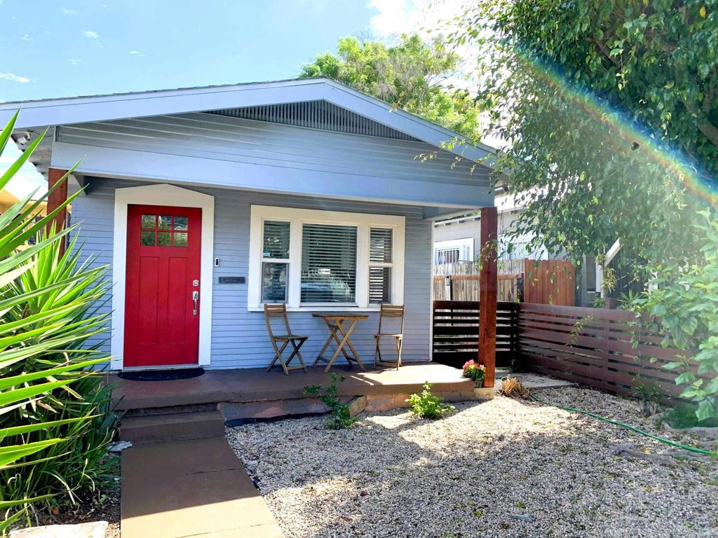 WELCOME TO YOUR FUTURE COOL KID BUNGALOW. At 608 sq. ft., this one-bed, one-bath beauty has been totally reimagined from the studs up—new electrical wiring, new sewer line to the city connection, and yes, indoor laundry (because laundromats are overrated). And wait until you see the custom stained glass in the coolest bathroom ever! But wait, plot twist: this little stunner sits on a 3,734 sq. ft. lot with street frontage and alley access… zoned R-4: Multiple Residential. Translation? You’ve got options. Live here now, dream big later. Build? Expand? Keep it cute and cozy? Totally up to you. Out back, you’ll find a fully finished she-shed/he-shed (with A/C and power) begging to be your office, yoga retreat, or karaoke lounge. Plus, the ghost of a former garage/ADU means power, sewer, and plumbing are already on the alley end of the lot—someone basically teed it up for you. Bonus round: fully owned solar, mini-split A/C to keep the entire home chill, gated parking for 3 -4 cars and zero HOA or Mello-Roos. Surrounded by North Park, Normal Heights, Kensington, and Talmadge—basically a buffet of San Diego’s best neighborhoods. Bring your imagination. Bring your avocado toast. This one’s a keeper.