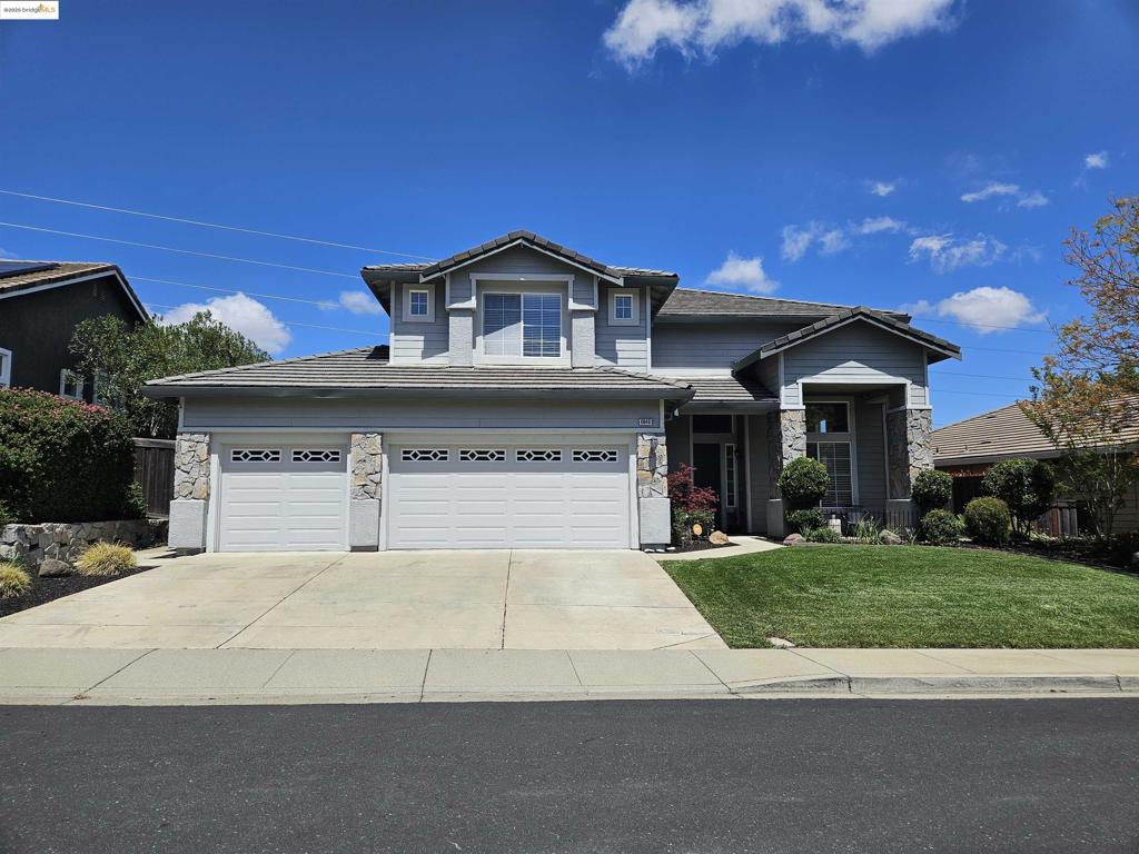 Don't miss this stunning 180° view of rolling hills and city lights! This gorgeous Falcon Ridge home with premium view lot boasts 4 bedrooms, plus downstairs office/den with french doors for privacy, and 3 full bathrooms. 4th bedroom is oversized and perfect for large bedroom or spacious upstairs living area, game room or gym. Elegant living room & dining room feature soaring ceilings, LVP flooring & tons windows to let in natural light. Updated kitchen boasts granite counters with full tile backsplash, upgraded stainless steel appliances, dual ovens and gas cooktop, large island, tons of cabinets, pendant lights above island and large bay window. Spacious family room offers cozy stone fireplace, recessed lighting, ceiling fan & oversized sliding doors leading to backyard. Large primary suite includes vaulted ceiling, ceiling fan & sliding glass door to balcony where you can relax and enjoy the view with your morning coffee or evening cocktail. Primary bath includes LVP flooring, dual sinks, jetted tub & separate stall shower, with large walk in closet plus a second closet. Secondary bathrooms updated with granite counters and new lighting. Backyard offers sweeping views, perfect for entertaining or enjoying a quiet night under the stars.