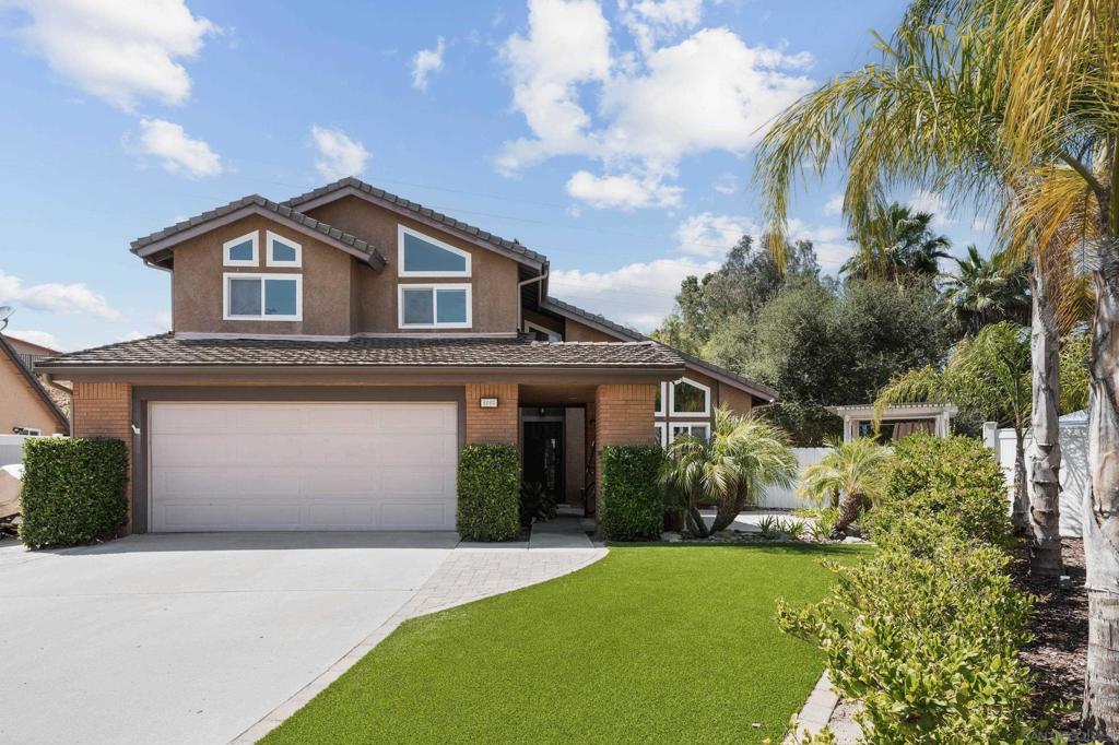 Welcome to this beautiful 4-bedroom, 2.5-bath home nestled at the end of a quiet cul-de-sac. Step inside to vaulted ceilings and a thoughtfully remodeled kitchen, complemented by paid solar, newer HVAC, dual-pane windows and vinyl plank flooring throughout. All 4 bedrooms are conveniently located on the second flr. The lot is a spacious 10,461 that features a variety of pepper, pine, oak, and orange trees. Enjoy plenty of storage w/ 3 side-yard sheds and a large patio w/ a hot tub perfect for entertaining