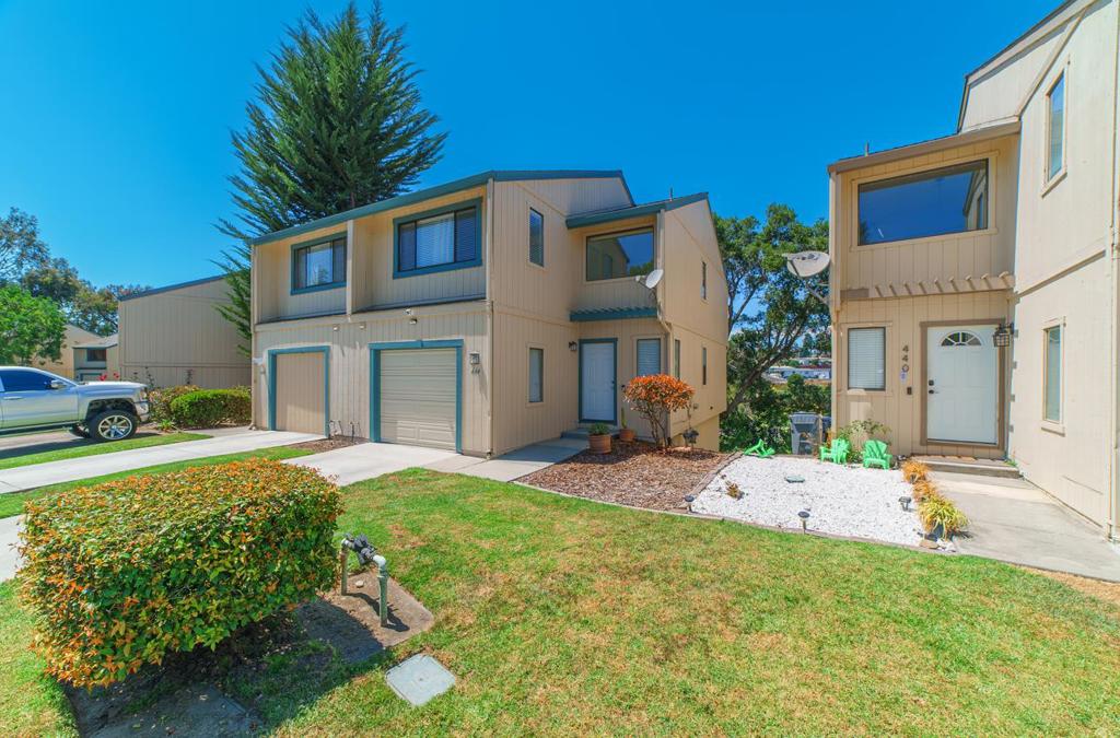 Welcome to this charming 2-bedroom / 2.5 bath townhome with two primary bedroom suites. This spacious home is nestled in the heart of Watsonville, boasting 1,152 square feet of living space. The large living room opens to the dining and kitchen area with a large window to enjoy the serene, tree-lined waterway behind. The kitchen comes with a newer Samsung smart microwave and stove with built-in air fryer, a newer LG wifi fridge featuring a craft ice maker, all designed to make meal preparation a breeze. The dining area adjacent to the kitchen provides a cozy space for family meals and access to the private balcony. For extra relaxation, enjoy the massive main primary bedroom suite, which has large windows that overlook the tree-lined Struve Slough. The 2nd bedroom suite comes with a full bath, tons of sunlight, and plenty of closet space. The home's interior features a mix of tile, vinyl/linoleum, and wood flooring, creating a warm and inviting atmosphere. The high ceilings enhance the sense of space throughout. This home comes with a washer and dryer that are conveniently located in the garage. This townhome is walking distance to parks, shops, restaurants, and is only minutes away from Highway 1.