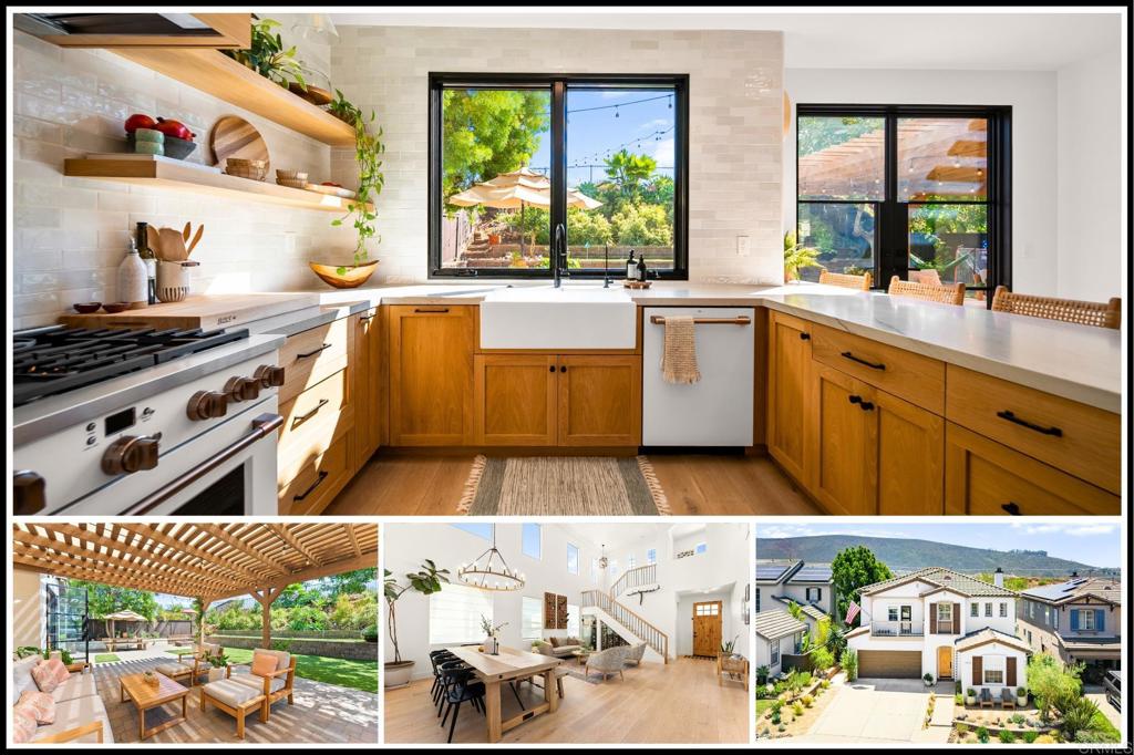This fully renovated gem offers a stunning display of sleek modernity and timeless style, perfectly situated in the sought-after Sagewood neighborhood in the heart of San Elijo Hills. With a full home renovation professionally designed by Morgan Mullen in 2022, this residence has been transformed boasting high quality and contemporary finishes throughout. Highlights include owned solar system, state-of-the-art café appliances, custom closet converted to wine cellar, entry level bedroom with full bathroom, 3 car tandem garage, spacious backyard with the privacy of no neighbors behind you, and the list goes on! No details over-looked! Enjoy the benefits of RWI Water Systems' advanced reverse osmosis drinking water in the kitchen installed in 2025, plus a newer installed HVAC system and ductwork done in 2024. The custom kitchen is truly a chef's paradise, boasting state-of-the-art appliances, a walk-in pantry, and thoughtfully crafted details that make cooking and entertaining a joy. Savor the abundance of a thriving herb garden alongside an impressive collection of fruit trees, including apple, kumquat, avocado, fig, lemon, apricot, and cherry. Embrace leisure and fun in the beautifully re-landscaped backyard, offering artificial turf, a personal putting green, a covered patio with built-in BBQ space, and a cozy fire pit, all nestled against the privacy of serene open space and hiking trails. Zoned for popular San Elijo Elementary, San Elijo Middle, and San Marcos High School. Located in the desirable "lower area" of San Elijo Hills with easy access to the town center, shopping, trails, and parks, capturing the essence of living in the picturesque community.
