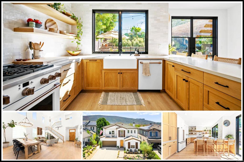 This fully renovated gem offers a stunning display of sleek modernity and timeless style, perfectly situated in the sought-after Sagewood neighborhood in the heart of San Elijo Hills. With a full home renovation professionally designed by Morgan Mullen in 2022, this residence has been transformed boasting high quality and contemporary finishes throughout. Highlights include owned solar system, state-of-the-art café appliances, custom closet converted to wine cellar, entry level bedroom with full bathroom, 3 car tandem garage, spacious backyard with the privacy of no neighbors behind you, and the list goes on! No details over-looked! Enjoy the benefits of RWI Water Systems' advanced reverse osmosis drinking water in the kitchen installed in 2025, plus a newer installed HVAC system and ductwork done in 2024. The custom kitchen is truly a chef's paradise, boasting state-of-the-art appliances, a walk-in pantry, and thoughtfully crafted details that make cooking and entertaining a joy. Savor the abundance of a thriving herb garden alongside an impressive collection of fruit trees, including apple, kumquat, avocado, fig, lemon, apricot, and cherry. Embrace leisure and fun in the beautifully re-landscaped backyard, offering artificial turf, a personal putting green, a covered patio with built-in BBQ space, and a cozy fire pit, all nestled against the privacy of serene open space and hiking trails. Zoned for popular San Elijo Elementary, San Elijo Middle, and San Marcos High School. Located in the desirable "lower area" of San Elijo Hills with easy access to the town center, shopping, trails, and parks, capturing the essence of living in the picturesque community.