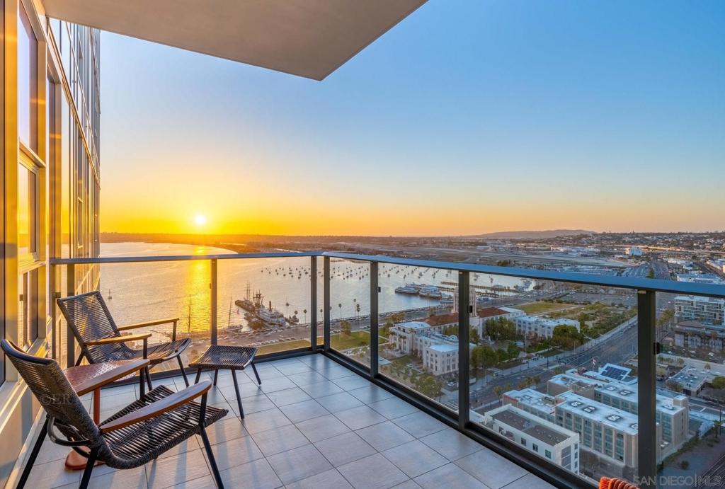 Furnished Rental - Situated in downtown San Diego’s newest luxury high-rise; SAVINA residence 3002 showcases phenomenal unobstructed northwest views of the San Diego Bay, Pacific Ocean along with epic cityscapes from every room! Featuring a split bedroom layout for maximum privacy, European-style cabinetry with soft-close drawers, premium Thermador appliances with integrated panel refrigeration, gas cooktop, built-in wine fridge, polished quartz countertops, kitchen island with waterfall edge, undermounted Kholer sinks, Grohe faucets and fixtures, dual vanity sinks, glass-enclosed shower with large-format porcelain tile and rainfall shower head in the primary bathroom, designer LED lighting, ample storage space, engineered wood flooring, ceiling fans and custom glass tile accent wall in the foyer. If that isn’t enough of a “Wow Factor” this home is being leased with all of its premium furnishings from elite brand names like: Natuzzi, Roche Bosois, Tidelli, Design Within Reach, Samsung and Sonos. Fully equipped with an LG full-size front loading washer/dryer, TWO ensuite walk-in closets, TWO side-by-side parking spaces and one oversized storage locker that’s conveniently located near the your parking spaces. SAVINA’s exclusive amenity offering includes over 24,000 Sq.Ft. of indoor outdoor space boasting double height lobby showcasing a custom one-of-a-kind modern chandelier, 24hr lobby attendant, pool terrace with jacuzzi, cabanas, fire pit, BBQ area, ping pong table, outdoor big screen TV, waterfall, state-of-the-art fitness center, steam room, sauna, locker rooms, yoga terrace, social lounge with chef-par kitchen, billiards, outdoor dining & entertaining veranda, bicycle storage, bicycle wash, bicycle tune-up station, swing lounge, pet retreat, pet wash, pet grooming station, business center, high-speed WiFi in all common areas along with Google Fiber Webpass for all homes is included in the rent, last but not least a communal EV car charging station. Complex Features: ,,,,,,,,, View: City,Evening Lights,Panoramic Ocean Sewer: Sewer Connected Frontage: Bay, Ocean/Bluff