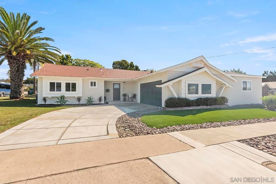 Beautifully updated 3-bedroom, 2-bath ranch-style home with an optional 4th bedroom located on a quiet, family-friendly corner lot in Clairemont. This 1,692 sq. ft. home features an open layout with a brand-new kitchen, stainless steel appliances, luxury vinyl plank flooring, and renovated bathrooms. Dual-pane windows and updated lighting bring in plenty of natural light throughout. Recent upgrades include new interior and exterior paint, new flooring, remodeled kitchen and baths, updated lighting, and a new A/C condenser. The home also offers a two-car attached garage, a new electrical panel, and a covered patio overlooking the backyard. Conveniently located near parks, shops, highways, and schools — move-in ready and ideally located.