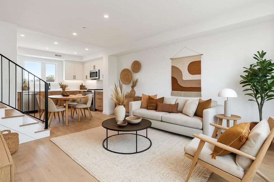 Experience refined living at The Flora, Burlingames newest boutique condominium community. Unit 7 is a beautifully designed two-bedroom, two-and-a-half-bath residence offering 1,235 sq. ft. of interior space and an additional 222 sq. ft. of private outdoor balcony space. This is the only home in the building featuring in-unit laundry on the main living level, a dual-sink primary bathroom, and spacious walk-in closets, blending comfort and convenience with thoughtful design.  An open-concept floor plan connects the living, dining, and kitchen areas, ideal for both entertaining and everyday living. High-end finishes and appliances, abundant natural light, and seamless indoor-outdoor flow create a sense of modern elegance throughout.   Located just steps from Burlingame Avenue's shops, cafés, and restaurants, The Flora offers the perfect balance of tranquility and access to Burlingame's charming city life.