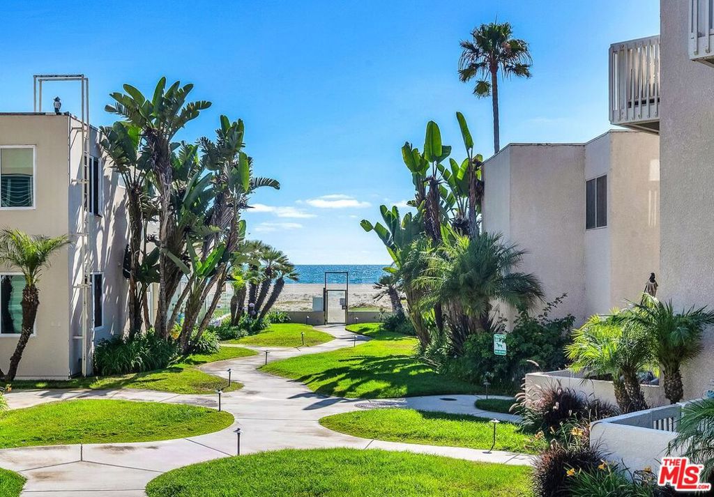 Secluded Beach Resort Living at a buyer friendly cost. This beachside corner townhome lies just steps to the secluded sands of Toes Beach in Playa Del Rey. The ambiance of the interior space (over 1640 sf., 2 bedrooms + 2.5 baths) compliments the surrounding privacy and inviting enchantment of the Westport Beach Club Villas. There is a sense of community here, a quiet respect of neighborhood, a shared pride of ownership. Your new home is bathed in abundant natural light enhanced by the added windows of being a corner unit + the three skylights in the second level. The unit has been completely repainted and features many upgraded improvements that go beyond cosmetics. The water heater is fairly new, and a new recirculation pump, on a timer, keeps hot water quickly available. The HVAC system was completely upgraded. Not only a new compressor, but new ducts and dampers and a WAVE air purifier.The new refrigerator is a double wide Kitchen Aid with a large freezer aka Sub-Zero. A new double convection oven was recently installed. The galley style kitchen features shaker cabinets and granite countertops. Even the drain and valves for washer were replaced to accommodate to new higher flow machines. To the east of the kitchen is located an office/family/ breakfast room with a wall of windows bringing the morning sunshine into the home.The baths have upgraded fixtures (did I mention the heated towel racks?) and the garage has a private 220 v electric vehicle charger. There is a direct access to the ocean bike path via the controlled access gate just past your front door. Makes it too tempting to ride a bike, take a walk, play volleyball, walk the dog or just catch a quiet sunset at the beach. These are offers you just can't refuse. The HOA maintains everything you would expect from a beach resort. Pool, Spa, Clubhouse, Gym, basketball, and volleyball are just some of the social amenities offered. Both the entry and parking are controlled access. There are 9 guest parking spots and a two-car tandem assigned parking spots for owners.. The location could not be better. Easy walks to the ocean, to downtown Playa Del Rey and a quick short drive to LAX and all neighboring beach towns. The freeway access is direct, but, make no mistake, you are separated from the stress of the city when you can come home, relax and know there are some easy choices to put it all on hold and enjoy what you deserve.