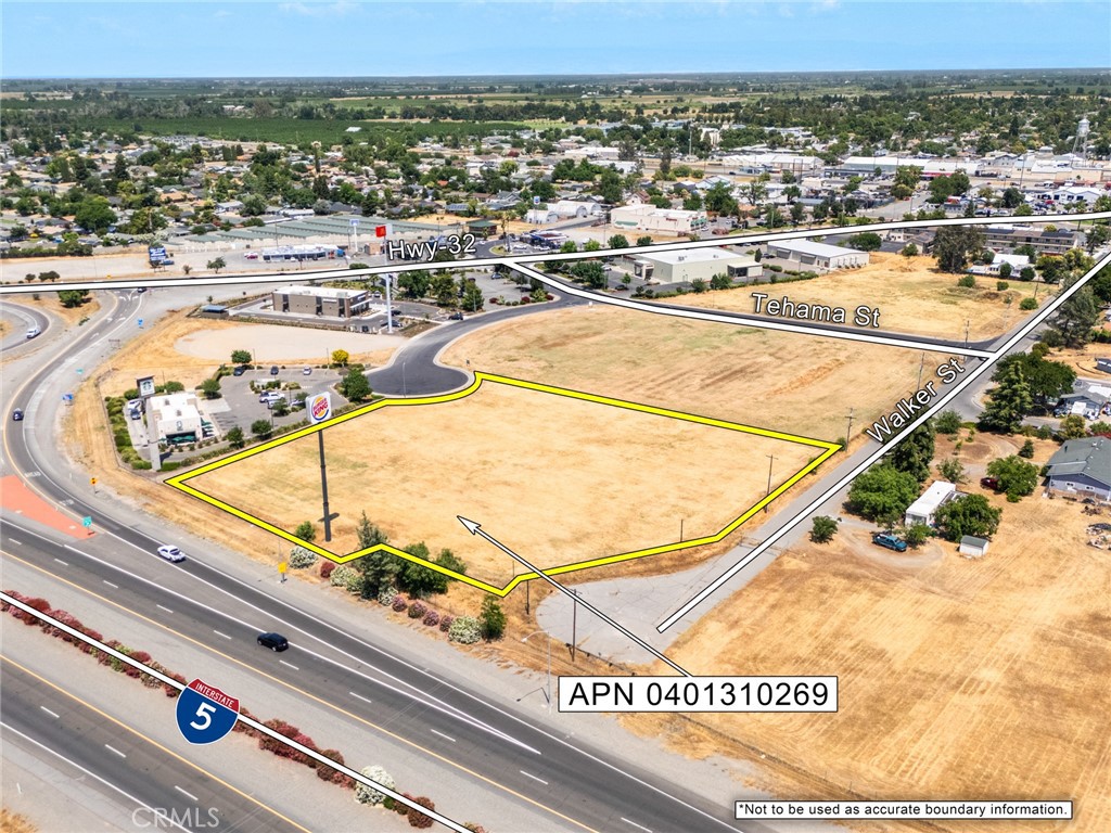 Located at the highly visible I-5 corridor in Orland, this ±2.69-acre parcel is zoned for commercial development and ideally suited for hotel, retail, or service-driven use. The site offers substantial frontage on Interstate 5, with daily traffic counts of ±28,408, and is recognized as a top hotel site in the 2025 Revpar feasibility study. It benefits from adjacency to established national tenants, including Starbucks, McDonald’s, Burger King, and CVS, which enhance consumer traffic and market appeal.