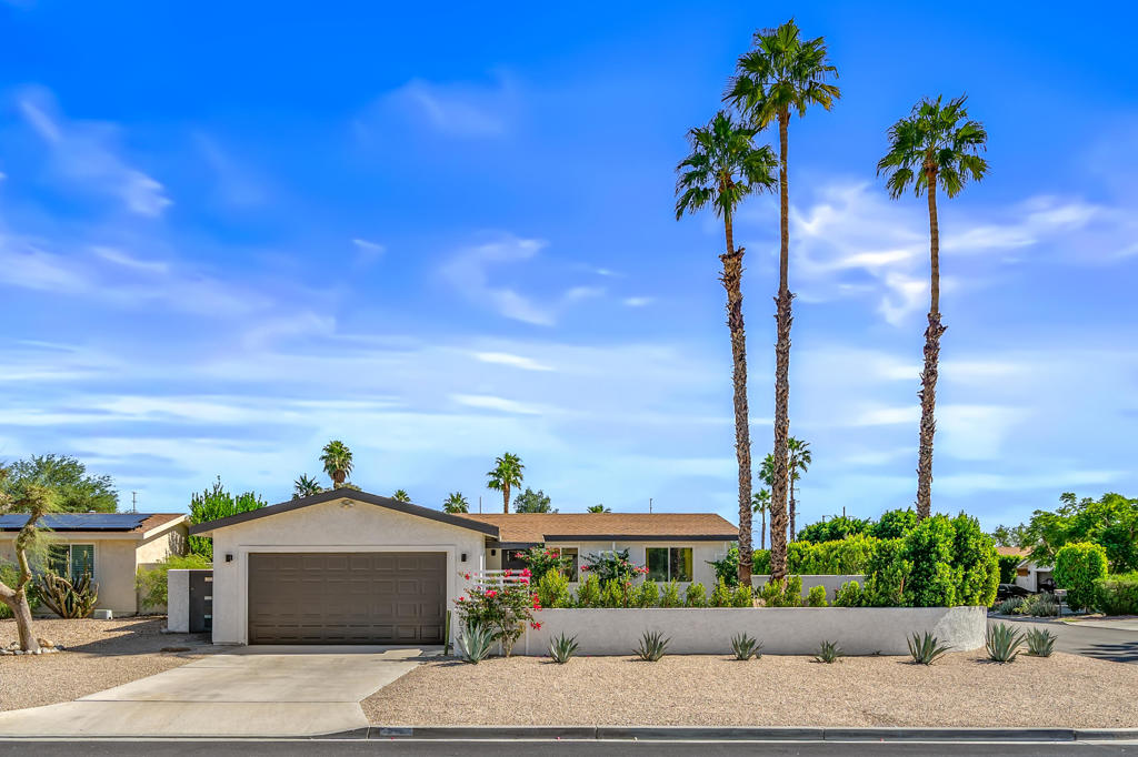 Charming Palm Springs retreat with views you dream about--or only find on a postcard.This stylish 3-bedroom, 2-bath contemporary bungalow sits on a prime corner lot along a quiet cul-de-sac, offering privacy, character, and unobstructed panoramic views of Mt. San Jacinto and the surrounding desert. From sunrise to sunset, this home captures the timeless beauty and serenity that make Palm Springs so special. Inside, the light-filled open floor plan perfectly balances warmth and sophistication. The updated kitchen features stainless steel appliances, sleek cabinetry with modern hardware, handmade Moroccan tile backsplash, and reclaimed wood shelving--a tasteful blend of craftsmanship and contemporary design. Both bathrooms are newly remodeled with custom vanities, tile walk-in showers, and decorative lighting. Additional upgrades include luxury vinyl flooring, dual-pane windows and sliders, new copper plumbing, a tankless water heater, and an Ecobee smart thermostat, providing comfort and energy efficiency throughout. Step outside to your private backyard sanctuary featuring a brand-new pool with tanning shelf, new concrete decking, lush desert landscaping with a new irrigation system, and an oversized covered pergola--an entertainer's dream or a tranquil retreat beneath the stars. Every evening delivers an unforgettable show of sunset color and mountain silhouettes, framing your own personal desert paradise. This home offers the perfect blend of charm, comfort, and location--ideal as a full-time residence, weekend escape, or vacation rental opportunity. Conveniently close to the CV Link, Steel Gym, Palm Springs International Airport, and less than 10 minutes to Downtown Palm Springs, shopping, dining, museums, and the vibrant Arenas District nightlife. Best of all, this property is out of the flight path, ensuring peaceful enjoyment day and night. A rare opportunity to own a home as beautiful as its setting--perfectly sized for full-time living or a weekend getaway, where every day feels like a postcard from Palm Springs.