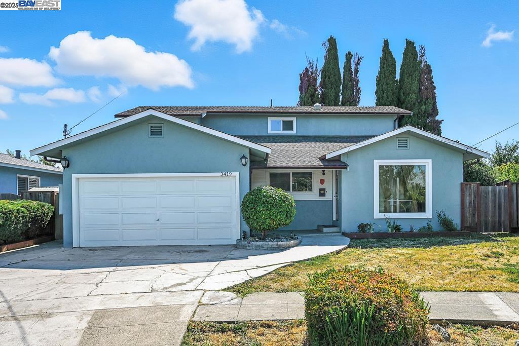 Beautiful two story home located at San Leandro quiet neighborhood, this rarely available two-story residence blends space, comfort, and opportunity. Featuring 5 bedrooms and 3 full baths across 1,784 sq ft, the layout offers flexibility for growing families or multigenerational living. The first floor boasts 3 bedrooms and 2 baths; upstairs, 2 additional bedrooms and another bath provide private retreat options. Step into the sunlit open-concept living room flowing into a generous family-style kitchen—perfect for entertaining guests or quiet nights in. Fresh interior and exterior paint offer a sleek, modern finish. Bonus: Garage has approved ADU permit for a studio unlocks exciting rental potential or a private guest suite. Verify the SqFt of the property with City. Conveniently located minutes from schools, shops, parks, restaurants, post office, and with easy access freeway (880 238 & 580), this is your great opportunity to own it.