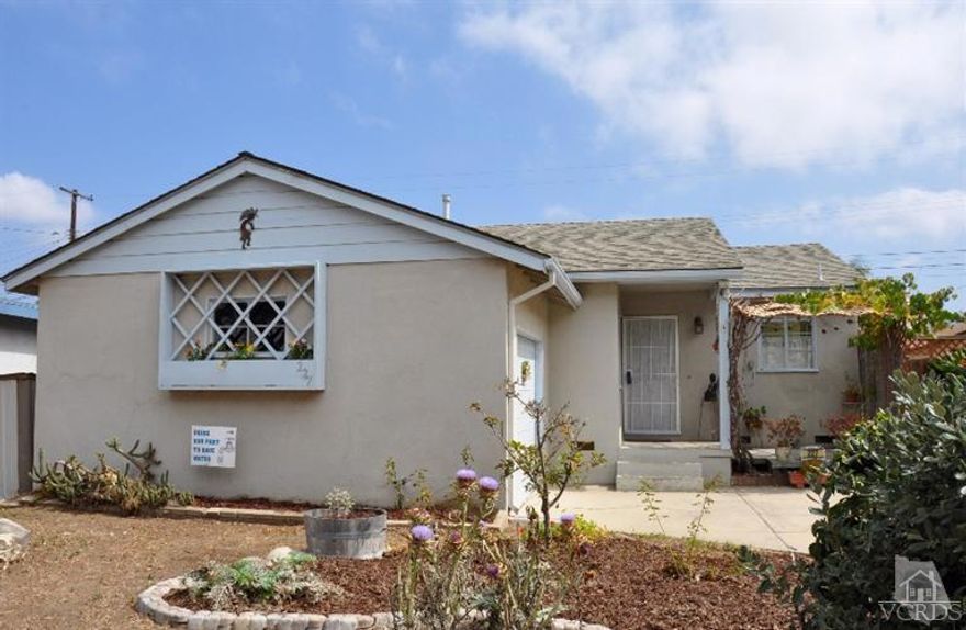 Amazing opportunity to buy on the Oasis of the Avenue. A charming tree-lined street, Carr Drive is known for being a special part of classic West Ventura. This is a 'double cul-de-sac,' made up of only single family homes. This vintage 1952 Ventura home offers wood floors, smooth ceilings, a large backyard and plenty of natural light. Organic yard with mature fruit trees and chicken coop. Many built-in storage areas, pedestal sink in bathroom, porch-deck in front, single-car garage. Less than 10 minutes to historic Downtown Ventura and the beach! Easy for commuting to Santa Barbara and near the bike path leading to Ojai. Hurry - this is the only single family home in Ventura on the market for less than $400,000!