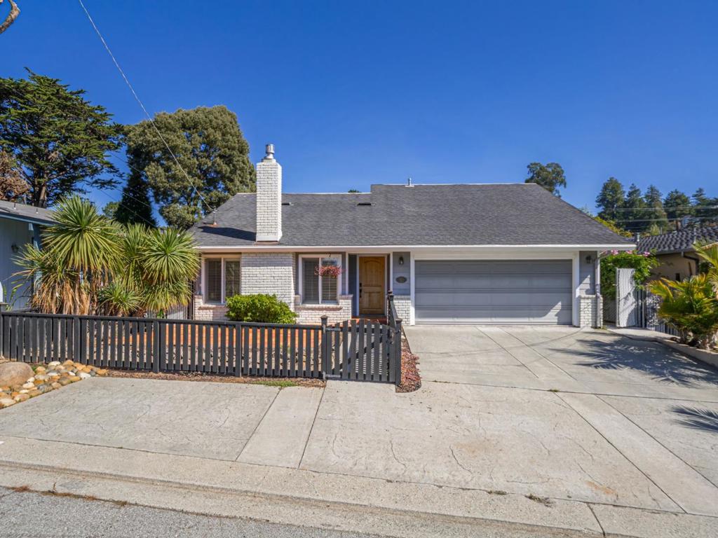 Tastefully updated SINGLE LEVEL 3- bedroom 2 bath home in desirable Rio Del Mar!  Engineered hard wood flooring, double pane windows/sliders, solid wood doors,- including front door. EXTRA storage above garage NOT included in total square footage (approximately 250 +/-) with access through garage, - great for Art area or man cave, yoga, or home office! Located minutes from beaches, golf, dining, and top-rated schools, this home offers the best of Aptos living in one of its most established quiet neighborhoods. The thoughtfully designed floor plan provides excellent separation of space while maximizing every corner of the home.  The kitchen flows seamlessly into the dining area. Multiple skylights fill the home with natural light. Outdoor spaces are ideal for entertaining and low-maintenance hardscaping. Nearby, enjoy miles of hiking and biking in Nisene Marks State Park. Easy access to freeway.
