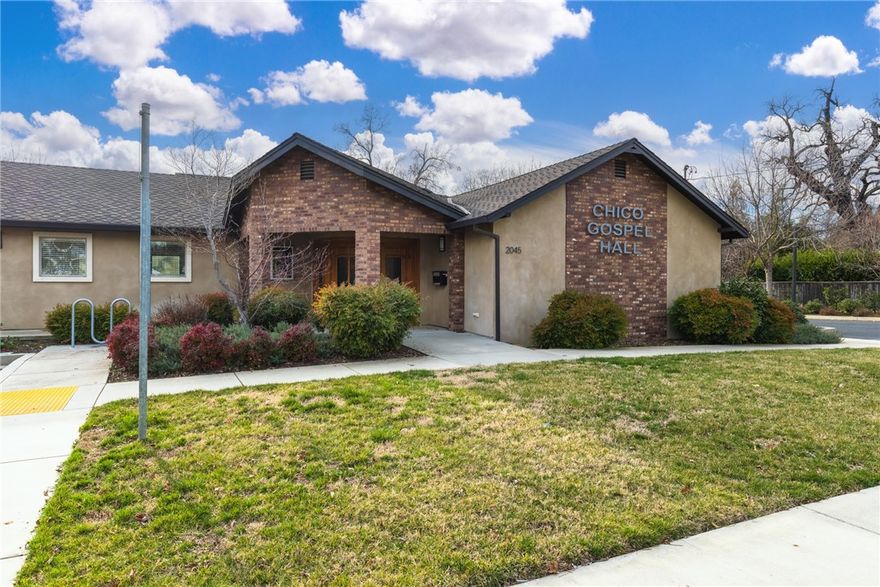 Stunning woodwork entry, easy ample parking surrounds this standalone building.  It has a full kitchen, open work area, two multi-stall restrooms, storage closet with a corner sink, and a gable roof room that was previously used as a large gathering space.  The large gathering space was demised into smaller work areas, however it can be opened back up.  ADA ramp on the side with parking on all four sides of the property.   Formerly used as a church.  SOLAR panel energy savings is realized by the Tenant.