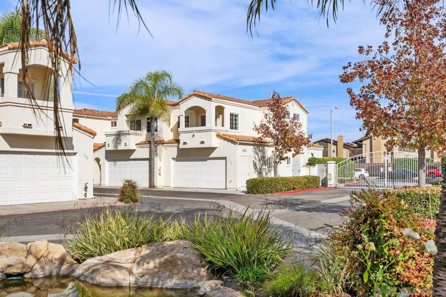 Step inside this bright, newly refreshed townhome tucked within the gated community of Villa Aspara. With only one shared wall, this corner-unit home feels private, open, and welcoming. Upstairs features two spacious dual primary suites, each with its own private bathroom, balcony, and plenty of natural light. New flooring and fresh interior paint create a clean, modern feel throughout. Downstairs, enjoy a cozy living area with a fireplace, a convenient half bath for guests, and direct garage access with in-unit laundry. Outside, your private patio is perfect for grilling or relaxing, while the community offers peaceful green spaces, a dog park, and a pool for sunny afternoons. Located in the highly rated San Marcos Unified School District, this home is just minutes from Cal State San Marcos, Palomar College, Discovery Lake Trail, and Double Peak Park, with easy access to local coffee spots and restaurants. This move-in ready home combines comfort, convenience, and community.