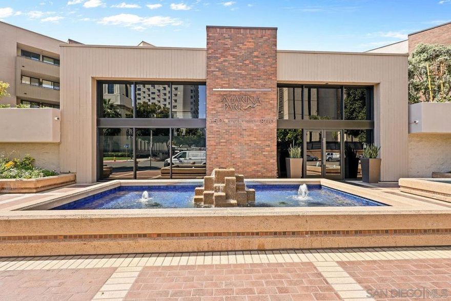 Nestled in the heart of San Diego’s downtown prestigious Marina District, this two-bedroom, two-bathroom home is being extensively renovated and offers modern luxury and urban convenience. Thoughtfully upgraded by the seller, beautiful finishes will have this home exude sophistication and comfort. Step onto your private balcony and take in the city views. Enjoy the convenience of a balcony storage locker and in-unit laundry, along with secure designated parking space.  Marina Park is a highly sought-after complex featuring an elegant entrance lobby, 24-hour security, two sparkling swimming pools, a sauna, fitness center, a reading library, ample guest parking, EV charging stations, and beautifully landscaped courtyards with serene water features.  Ideally situated next to the lush Pantoja Park, this prime location is just moments from Seaport Village, Rady Shell, the brand-new Research and Development District by IQHQ, Ralphs Grocery, the Gaslamp Quarter, theaters, coffee shops, renowned restaurants, and more!