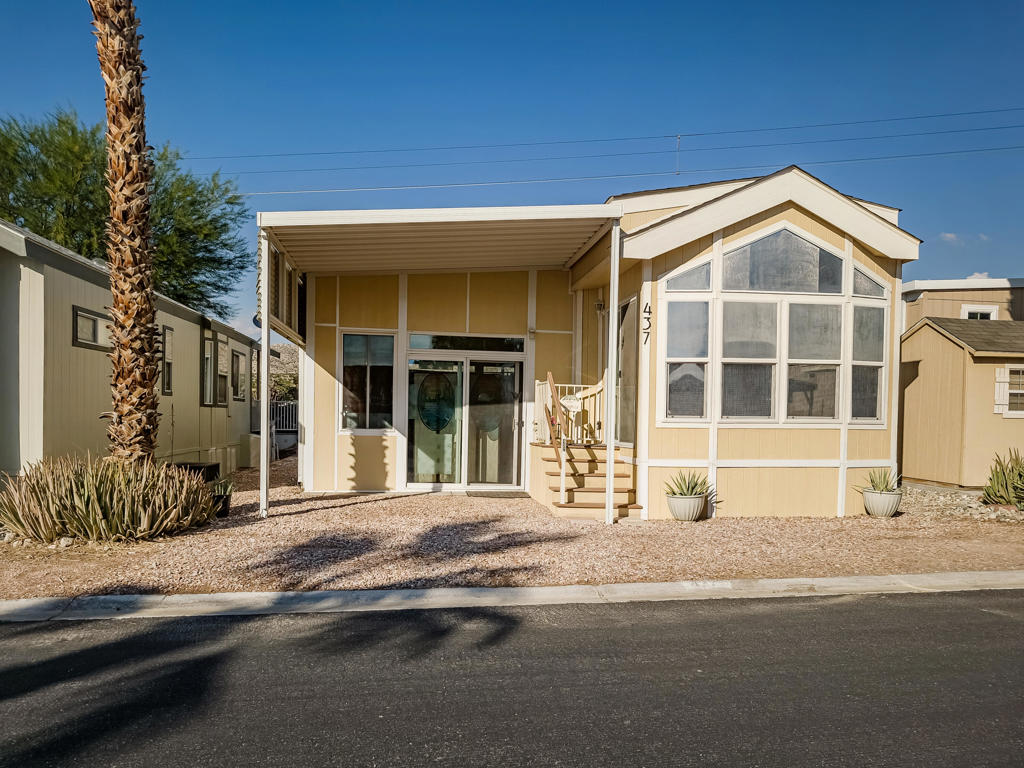 Incredible views of Mt. San Jacinto from the front of this gem. Step into this well-appointed ~780 sq. ft. sought after 2010 Cavco Park Model featuring 1 bedroom, 1 bath, 2-way opening windows, and volume ceilings. Step out back is the private, lush desert and hills for an enchanting sunset with a backdrop of immense scenery. A shed is included for extra storage. Located in the premiere 55+ Caliente Springs Resort which offers amenities that include mineral hot spring pool and spas, state of the art fitness center, 9-hole golf course, 8-pickleball courts, tennis courts, chapel services, laundry facilities, library, and fun organized community events. Come make this your new home or getaway place and meet new friends while enjoying this amazing community. Lot is not owned; space rent is $772. Easy lender financing (OAC)