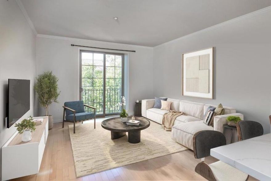 Chic Condo in the Heart of Downtown Campbell!  Welcome home to this fantastic 1 bedroom, 1 bath condo situated in the vibrant heart of downtown Campbell. Located on the third floor, this unit is easily accessible by elevator or a walking bridge from the parking area. Step inside to an open-concept Living Room featuring elegant hardwood flooring and fresh paint throughout. A large window leads to a charming Juliette Balcony, offering views of downtowns lively energy. The newly remodeled kitchen is a chefs delight, boasting lovely cabinetry, quartz countertops, and stainless steel appliances. Retreat to the spacious Bedroom, where cozy carpeting and a generous walk-in closet create the perfect sanctuary. The Bathroom features a tiled stall shower, separate soaking tub, linen storage, and a state-of-the-art new washer and dryer for added convenience. Enjoy community amenities such as a gym/exercise room, bike storage, and an outdoor common area, all located on the same 3rd  floor. Unbeatable location just minutes from The Pruneyard, Los Gatos Creek Trail, Whole Foods, Trader Joes, Fine dining and all that downtown Campbell has to offer. Central heating and air conditioning complete this move-in ready home. Common garden area! Fabulous Farmers Market on Sunday! Pet Friendly.