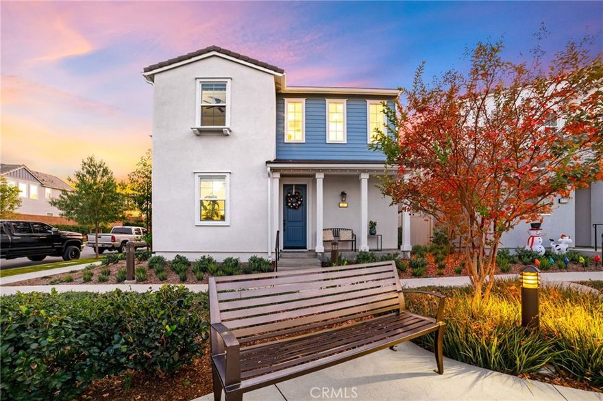 Coda at Bedford | Turnkey 2024 End-Unit Home | Park/amenities-Adjacent | Welcome to Coda at Bedford, where this beautifully upgraded turnkey end-unit home is ideally located adjacent to the park & amenities within the gated, master-planned Bedford Community. Built in 2024, this exceptional residence offers a highly desirable multigenerational floor plan with a first-floor bedroom and full bathroom, perfect for guests or extended family. The home features an upgraded kitchen with a pantry, designer backsplash, modern lighting, and luxury vinyl plank flooring throughout. Upstairs, enjoy a spacious primary suite, two additional guest bedrooms, and a guest bathroom with dual sinks. Indoor laundry adds everyday convenience. Step outside to your private patio, ideal for relaxing or entertaining during scenic evenings. Additional upgrades include a solar system, designer lighting, epoxy-coated garage floors, and premium finishes throughout—making this home truly move-in ready. The Bedford Community is conveniently located near the 15 Freeway and close to popular shopping, dining, and entertainment, including Bedford Marketplace, The Crossings at Corona, The Shops at Dos Lagos, as well as Dos Lagos and Eagle Glen Golf Courses. Situated within the highly desirable Corona-Norco Unified School District and approximately 30 minutes from Orange County. Residents of Bedford enjoy resort-style amenities including pools and spa, fitness center, clubhouse with bar, dog park, BBQ areas, community center, and scenic biking and walking trails—offering an exceptional lifestyle in one of Corona’s most sought-after communities. Don't miss your chance to see this incredible home!