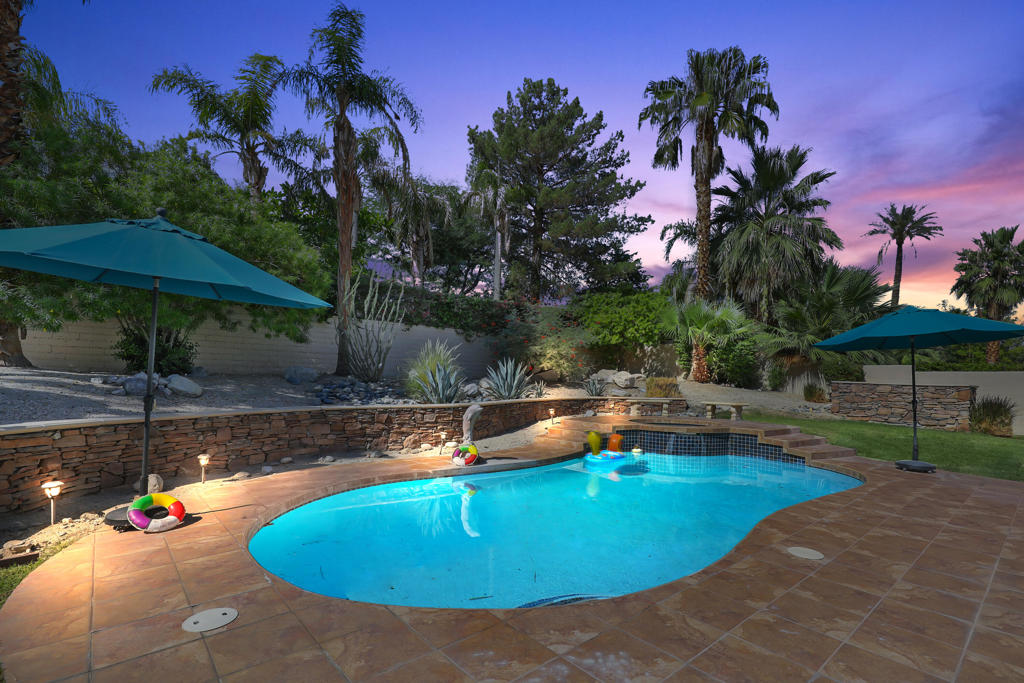 *******Magnesia Falls Cove Home********Nestled in this highly sought-after Rancho Mirage neighborhood this estate like property was built in 2000 and is completely walled for privacy with an electronic entry gate and a welcoming circular driveway. A truly IMMACULATE 4-bedroom 4 en-suite bath residence, offers comfort & style with timeless pride of ownership!! LOVINGLY maintained by its original owners, the home showcases open and inviting living spaces designed for both relaxation and entertaining.Step outside to the 17,400 plus square foot lot surrounded by beautiful landscape to enjoy your SPARKLING POOL/SPA in a gorgeous setting as well as built-in barbecue--perfect for soaking up our DESERT SUN or to enjoy outdoor dining on those tranquil evenings under the stars. Spacious 4 bedrooms to include attached CASITA, well-appointed baths, and thoughtful details throughout make this property VERY special. A rare opportunity to own a METICULOUSLY cared-for home in one of the cities most desirable locations close to shopping & dining & more...NO HOA