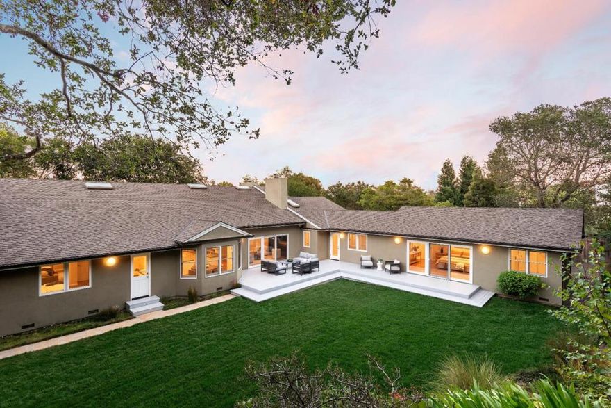 THE RULES OF REAL ESTATE ATTRACTION: LOCATION, LIVABILITY, MOVE RIGHT IN! The great lifestyles always seem to have a universal appeal and purity of function. Here, in the heart of Lower North Hillsborough estate country, we find a smooth single-story design, totally renovated, ready to purvey the universal luxury of the Peninsula. How rare art thou? Let me count the ways...this single-story design is surely scarce at any price point: no stairs to worry about, all remodeled condition, and a 5-bedroom, 4.5 bath floorplan opening out to flat private garden. These picturesque environs, dappled by vintage oaks & timeless mansions, are within a 30 minute stroll of downtown Burlingame Avenue. | Dramatic Lobby of 12 ft +\- ceilings | Living and Dining Rooms are elegant statements with 10 ft. 4 inch ceilings & bay windows | Grand size open rooms treated with hardwood floors, crisp white moldings, designer palette | Large updated chef's kitchen open with bistro nook | Huge Family Room Opens to Flat Yard | Separate Bedroom Suite ideal for Office or In-Law|Au Pair with private entry | Immense Master Suite with 2 walk-in closets & marble bathroom + soothing green garden view | Immaculate condition and perfect Floorplan | Walk to Burlingame Ave | Top Schools | #1 Neighborhood amongst mansions