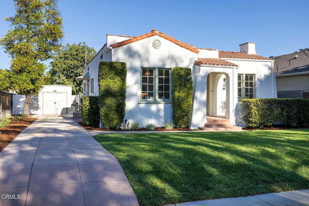 Charming character Spanish in a fantastic Northeast Pasadena neighborhood offering 2 bedrooms and 1 bath in move-in ready condition. An inviting porch and new landscaping welcomes you into this attractive residence featuring arched doorways, coved ceilings, and wood flooring throughout. A great layout connects the formal living and dining rooms to the updated kitchen, showcasing new counters, modern lighting, stainless steel appliances, and painted cabinetry. Additional highlights include: a dedicated laundry room, central HVAC, and fresh interior and exterior paint. A long driveway leads to a one-car garage and an expansive and fully-fenced backyard with endless potential for an ADU or future expansion (buyer to verify with City of Pasadena). Full of character and thoughtful upgrades, this home is everything you've been looking for and ready to welcome you as its next lucky owner.