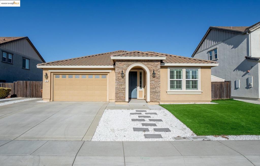 Gorgeous and hard-to-find 4-bedroom, 3-bath single-story home with RV/boat/side-yard access! Situated on a desirable court with no rear neighbors and stunning Mt. Diablo views, this home offers style, comfort, and functionality. Enjoy a welcoming California porch with TV hook-up, a double slider from the great room to the backyard, and beautiful stamped concrete patio with double-swing gate access — perfect for parking your toys on cement strips already in place. Inside, upgrades include plantation shutters throughout, extra cabinets in the laundry room, high-end tempered glass cabinet tops, ceiling fans, water softener, reverse osmosis system, upgraded dishwasher, and more. The exterior features a Tuff Shed on a cement pad with walkways, extra retaining wall, full landscaping with irrigation and drainage, and low front and back yard maintenance Close to parks and schools, this is a truly special single-story home with rare amenities you won’t want to miss!