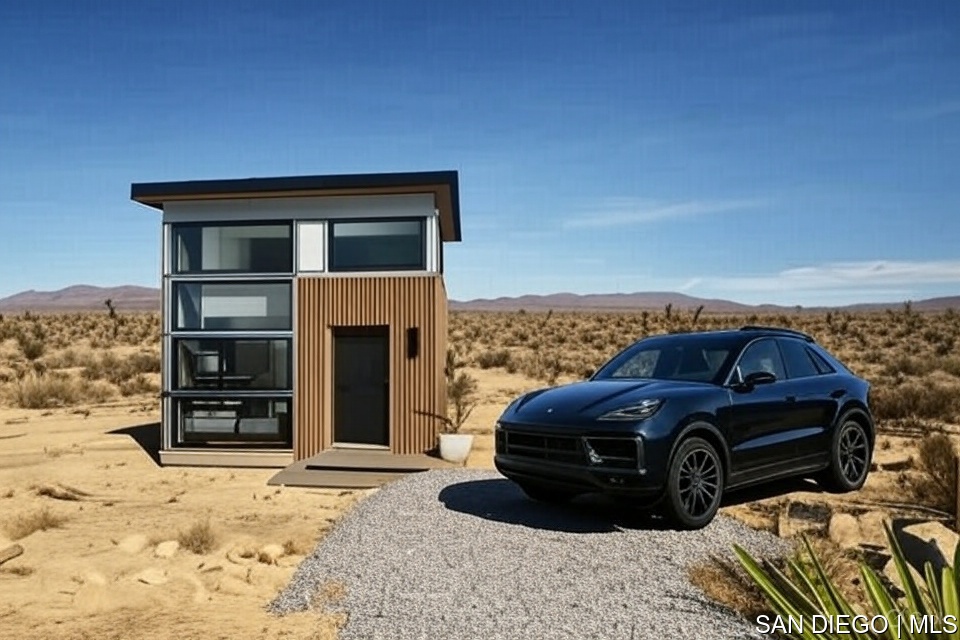 2.08 - Acre Corner Parcel with Paid Water Meter (18,000.00 value) and Electricity to build a Modern Desert Tiny Home! This ready-to-building parcel just off the paved road offers stunning views in all directions and accessibility. A collaboration with Nomad Micro Homes can yield a 400 SF tiny home (SFR) perfect for Airbnb, ideal for developers or investors looking to bring a visionary project to life in 8 to 12 months. The groundwork has already been completed, saving you money, while also accelerating your timeline to build. Utilities in place featuring an active water meter, electrical poles along the North side of N Sage Ave, and underground electrical infrastructure, thanks to neighboring homes. Nestled in a peaceful, rural setting, this parcel provides an ideal escape while being close to all the amenities and attractions of Joshua Tree National Park. Opportunities like this are incredibly rare. Here's the chance to make this dream property your reality! Zoned RL. For any questions on zoning, usage, permits, etc. Please contact the San Bernardino County Planning Dept and provide APN: 0629-381-02-0000. Photos shown are renderings based on the NOMAD Cube 3 architectural plans. Lot boundaries are approximate.