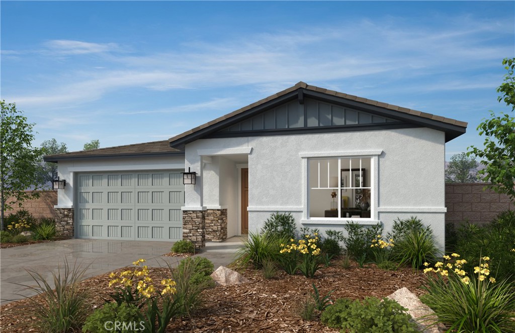 Beautiful Lenox community Single Family Home Single Story 3-4 beds 2 baths 9ft ceilings, granite countertops, sprawling open floorplan, kitchen island, 6" backsplash, recessed lighting, dual-sink vanity in primary bath, opportunity to personalize with upgrade options, planned 17 acre sports park, No HOA, short drive to freeway, close to schools, shopping centers, grocery stores, & Metrolink rail service
Photo is a rendering of the model. Buyer can purchase or lease the solar!