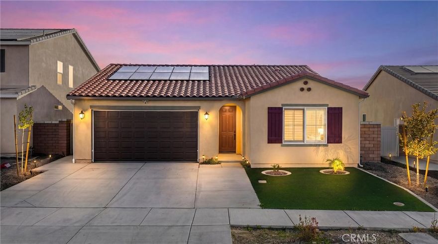 Better Than New Construction – Move-In Ready & No HOA!  Welcome to this beautifully upgraded, completed newer-construction home in Winchester, offering all the benefits of a brand-new build—without the wait. Unlike buying from a builder, this home is already finished, landscaped, and thoughtfully upgraded, so you can move right in and start enjoying it from day one. Best of all, there’s no HOA. This highly desirable single-story floor plan features a private primary suite separated from the two secondary bedrooms, providing the perfect layout for privacy, guests, or a home office setup. Inside, you’ll find luxury vinyl plank flooring throughout, modern Whirlpool appliances, and a bright, open living space designed for today’s lifestyle. The garage is EV-ready, and the home includes 10 leased solar panels to help reduce energy costs. Step outside to a fully finished yard—another big upgrade over new construction. The front and rear landscaping is complete, featuring low-maintenance artificial turf, an inviting backyard fire-pit area, and space perfect for relaxing or entertaining. An extended driveway provides extra parking, and seamless rain gutters add both function and curb appeal.
Location Highlights:
• Situated in a new, growing Winchester neighborhood
• Easy access to the 15 & 215 freeway corridors, ideal for commuters
• Close to shopping, dining, and daily conveniences in Winchester, Menifee, and Murrieta
• Near parks, schools, and Temecula Wine Country just a short drive away. 
This is a rare opportunity to own a turnkey, upgraded, newer home without construction delays or HOA fees. Schedule your private tour today and experience why this home truly is better than new.