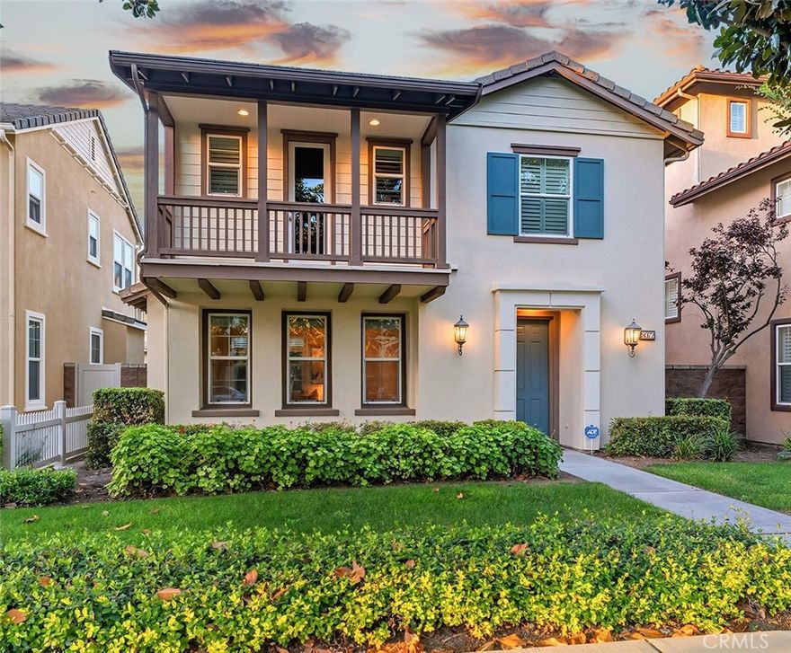 Prime location assigned to top rated schools (including Cal Aero Academy & Chino Hills High), this turnkey DETACHED home is located in the coveted PRESERVE COMMUNITY  offering a luxurious lifestyle of comfort & convenience with an impressive suite of amenities designed to enrich your lifestyle!  Amenities include 3 clubhouses (and the fourth recreation center coming to the Preserve at Chino early 2026) for private events, multiple oversized pools/spa, fully equipped gym, media house, tennis courts, BBQ areas, dedicated dog park, business center, community events & more to accommodate residents’ varied needs. Tastefully landscaped community parks throughout the community with one located just a short stroll down Garden Park street. Walk down the pathway towards the front entrance & see the beautiful immaculate community with mature trees & lush landscaping evoking a tranquil atmosphere. Upon entry, notice the light-filled rooms painted in a neutral creamy palette, beautiful laminate flooring in a perfectly designed floor plan maximizing flow & smart use of space for functionality.  Family room features an entertainment center niche & a decorative fireplace with raised hearth perfect for cozy gatherings. Adjacent is a kitchen boasting of crisp white tile countertop & cabinetry, center island providing an additional space for meal preparation, microwave, gas cooktop, dishwasher, oven & an abundance of cabinetry for storage.  Kitchen is open to the sizable dining room & family room creating a perfect space for entertaining.  Enjoy outdoor time with your favorite beverage or BBQ in your private backyard accented by colorful stone pavers & mature citrus fruit trees. Ascend the stairs to find a spacious primary bedroom with a retreat area perfect for use as a reading lounge or for an office area/mini-gym.  Large en-suite bathroom features dual sinks, vanity area, large walk-in closet & a soaking tub to lay out your favorite candles & drift away on a cloud of bubbles.  Convenient upstairs laundry room, a sizable shared bathroom & secondary bedrooms with one offering an access to a private balcony to enjoy serene greenery views. Conveniently located within walking distance to the prestigious Cal Aero Preserve Academy & the Community Center with library.  Additional features are new epoxy flooring in garage, an updated A/C condenser & newly professionally installed water heater. Fall in love with this home that has it all - convenience, comfort & luxurious living!