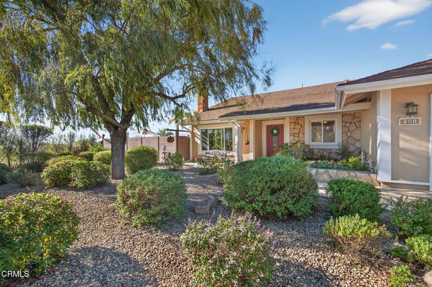 Stunning Corner Lot home in desirable Clearpoint with Coastal and Mountain views-Steps from Harmon Canyon. Welcome to your Ventura dream home! This beautifully updated 4-bedroom, 2.5-bath residence sits on a premium corner lot and offers the perfect blend of comfort, style, privacy, and indoor-outdoor living. Just steps from Harmon Canyon, you'll enjoy immediate access to one of Ventura's most beloved hiking and biking trail networks. Inside, the home features an inviting open-concept layout enhanced by high ceilings, a wood burning fireplace, and extra-large windows that bathe every room in natural light. Upgrades shine throughout, including engineered hand-scraped wood floors, new carpet in bedrooms, all new windows, and fresh interior and exterior paint. The primary suite boasts dual sinks and closets, with sliding doors to the paved back patio. A whole house water filtration system ensures crisp, clean water throughout the home. Take in breathtaking views of the coast and Santa Monica mountains from multiple vantage points, making every day feel like a retreat. Step outside to your private backyard oasis. Enjoy a heated salt water pool, year round, with a built-in motorized cover, an expansive patio perfect for entertaining, and pre-wired for an outdoor spa should you want to elevate the relaxation. The large side yard, accessible via a wide sliding gate, offers rare versatility-use it for RV or extra parking, build a garden, add play equipment, install turf-the possibilities are endless. The thoughtful layout of the lot also provides excellent privacy from neighbors. The front yard is beautifully xeriscaped for low maintenance and is known to attract hummingbirds year-round, creating a peaceful, nature-filled entry. Even better, this home comes with solar! Lovingly updated and thoughtfully cared for. Ready to welcome its next chapter, and ready to welcome You. View it today!