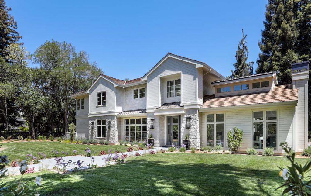 New estate presents timeless, classic design with clean lines and sophisticated, contemporary interiors. Built on a ~1 acre corner lot behind a custom-designed cedar fence, this home offers abundant privacy and is just over 1/2 mile from the prestigious Menlo Circus Club. Three-level residence has 5 bedrooms, an office, 6 full baths, and 2 half-baths, plus a pool cabana with full bath. Attributes include a dedicated theater, wine storage, fitness center with bath (or possible 6th bedroom suite), and family game room with expansive island bar. The craftsmanship showcases the finest materials with natural stone accents outside, rift-sawn white oak floors inside, fine marble and stone interiors, 4 fireplaces, rift-sawn white oak cabinetry in the kitchen and family room, and top-of-the-line multimedia capability. The professionally landscaped grounds along with a pool and covered loggia adjoining the cabana. Total 10,615 SF = 9,268 SF main house + 610 SF pool house + 737 SF garage.