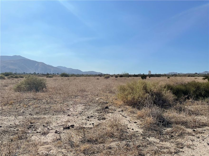 Great Potential Vacant land 3.24 Acres in Cabazon. This Property is Located in Dirt Road near of Arrowhead Water Bottling Plant, Fwy 1-10, Casino Morongo, Cabazon Outlets, and few minutes of Palm Springs. Buyers and Buyers Agent Verify with County of Riverside for zoning and Uses Allowed.