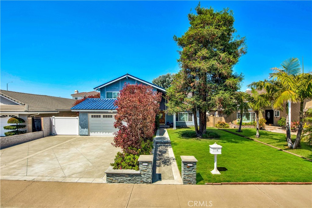 Here is your opportunity to live in a lovely executive home in the heart of Fountain Valley. Well-appointed features throughout. Large galley kitchen has been remodeled with beautiful granite countertops and ample cabinetry. A lot of thought was put into the many special features. Refrigerator is included. The formal dining room will accommodate a large table and hutch. Light streams in through thru clerestory living room windows. You will enjoy the fireplace during winter months. Relax in the family room with a book from your own little library. The owner converted a previous walk-in bar into a fantastic area to set up a library for books or other collections. Graceful shutters cover almost every window allowing for privacy while letting in lots of light. Inside laundry room, washer and dryer included in the lease. A much sought after downstairs bedroom and 3/4 bath is great for those who have a family member unable to navigate stairs. Or use the downstairs bedroom as an office or private guest accommodation. Central air conditioning is so welcome this time of year! Upstairs you will be pleased to find a very spacious primary bedroom with TWO large walk-in closets. The primary bathroom offers dual basins and shower. Additionally, there are two secondary bedrooms sharing a hall bathroom with tub over shower. All the ample bathrooms have lovely granite countertops and each has a window. What a wonderful home with a great floorplan. Last but not least is the sizeable backyard and covered patio. Really great for entertaining. Walk to Fountain Valley HS, and nearby shopping. Only a stone's throw to fabulous Mile Square Park. Convenient to the freeway and many dining venues. Come take a look and make our home your home.