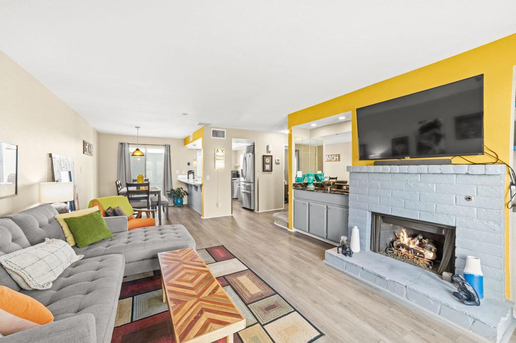 Bright, beautiful and fully remodeled 2 bedroom townhouse in Downtown Palm Springs. Caballeros Estates is a well maintained, secure complex walking distance to Arenas Road and all the attractions in the center of town. This townhouse style unit is arranged over two floors with three privarte terraces to enjoy the indoor/outdoor living that Palm Springs is famous for. The first floor features a remodeled kitchen with high end appliances and brand new counter tops, along with a separate laundry room and a half bath for your convenience. The dining area has its own terrace, and the luxurious living room has a wet bar, fireplace and a large south facing terrace with views over the pool, palm trees and the mountains beyond. The primary bedroom is upstairs with far reaching views along with a second bedroom with another terrace and a large fully remodeled bathroom. This unit has the best location within the resort-like complex! Secure subterranean parking for one car plus plenty of guest parking. 30 day minimum rentals. HOA is $581/month. Land lease is $211/month (until 2064).