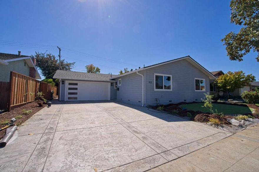 Welcome to this spacious 4-bedroom, 3-bathroom home in the vibrant city of Sunnyvale's Ponderosa Park neighborhood. With a generous 1,582 sq ft of living space, this property offers a comfortable and modern lifestyle. The kitchen is a chef's dream, featuring quartz countertops, a gas oven range, dishwasher, garbage disposal, and a skylight that fills the space with natural light. The family room, dining area & outdoor gazebo provide a perfect setting for family & friends gatherings.  This home includes 2 primary bedrooms with updated bathrooms. The flooring throughout is engineered wood, enhancing the home's warmth and style. Enjoy cozy evenings by the fireplace, and benefit from central AC and heating for year-round comfort.  Practical amenities include a 2-car garage with EV outlet, laundry facilities with gas dryer hookups in the garage, and energy-efficient features such as double-pane windows and Energy Star appliances. Located in the Santa Clara Unified School District, this property is an excellent choice for those seeking a family-friendly environment. It is also 1 block away from Ponderosa Park.