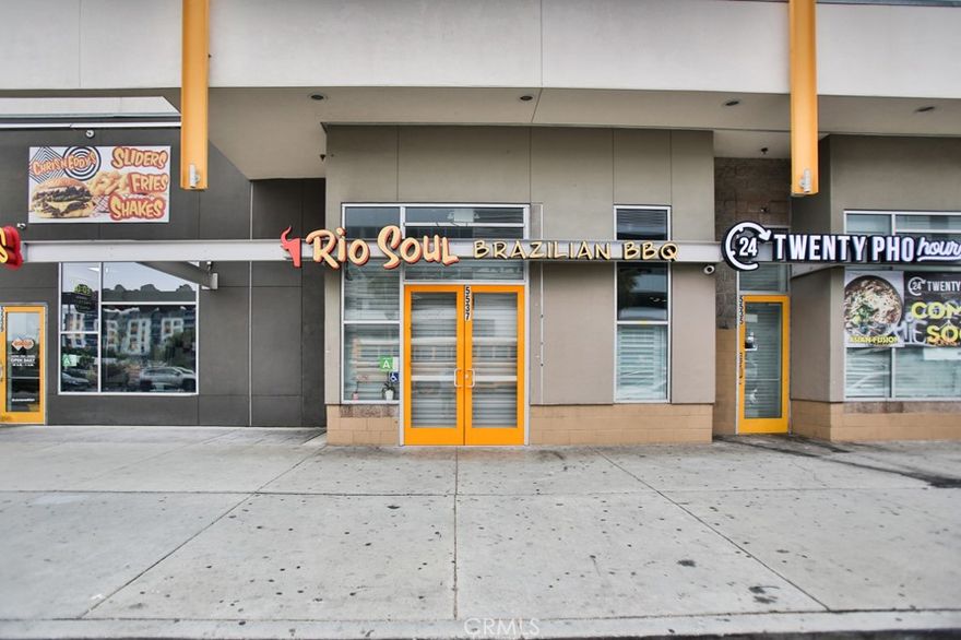 Newly built, 1610 sqft Brazilian Restaurant located on Sunset Blvd. Asset sale with 15 year lease. Equipments include: Skewer grill, fryer, commercial stove, counter with hot and cold buffet bar, drinks refrigerator, 3 door under counter refrigerator, exhaust hood, 50 elec 9 kw water heater, walk in cool and freezer, floor drain, flip up counter, countertop refrigerated display, physical menu board, illuminated menu screen, chopping board area, ice machine, 44" one compartment vegetable prep sink, hand-wash sink, 3 compartment sink, wire shelf, employee lockers, micro switched door activated air curtain, ex RR sink, bag in box syrup tank ract, and 36" x 96" preparation table. The restaurant is the only 2 units with double door.  Located minutes from the 101 freeway, Target, and Home Depot.  20 parking spaces and 22 seating capacity.