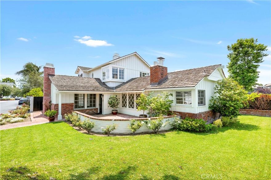 Charming Bayshores Residence on a rare oversized corner lot. Situated on an expansive corner lot in the exclusive community of Bayshores. This inviting 3 bedroom, 3 bath home blends the timeless character with coastal comfort, large brick patio off living room with an additional front patio. Residing in Bayshores, owners enjoy two private beaches overlooking the Newport Bay, a marina, beach volleyball, children’s park and access to the Balboa Bay Club, offering the ultimate Newport Beach lifestyle.