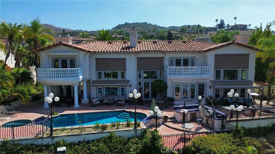 Welcome to this stunning South Hills estate showcasing breathtaking city-light and mountain views from nearly every angle. Situated on a 19,883 sq ft lot, this residence offers 4,799 sq ft of living space with 5 bedrooms and 6 bathrooms designed for comfort and elegance.

The main level features a grand living room with soaring ceilings, a formal dining area perfect for gatherings. The chef’s kitchen is complete with top line of appliances, a center island and dining area and a family room with stunning views. The downstairs master suite with full bath and balcony access to the front yard. An office room with balcony access to the backyard.

Upstairs, the primary suite offers a retreat area and a balcony with endless panoramic views, 2 walks in closets. 3 additional bedrooms each include their own private bath, and a spacious loft with balcony showcases both city lights and mountain views.

The resort-style backyard is an entertainer’s dream with a sparkling pool, spa, barbecue island, and outdoor fire pit—perfect for gatherings or relaxing evenings under the stars.

Additional include a 3-car garage, ample parking, and a prime location in the prestigious South Hills community, just minutes from South Hills Country Club, shopping center, dining, and parks.

This exceptional home combines elegance, comfort, and an unbeatable location. A rare opportunity in one of West Covina’s most desirable neighborhoods.