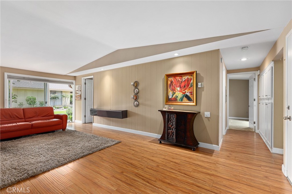 This unique La Corona Model offers 2 Bedrooms and 1.5 separate Bathrooms. incredible floorpan with vaulted ceilings. Nice size living room, light & bright with natural light coming in through the sliding glass door leading out to the rear yard and a window facing the covered patio, allowing a breeze to flow through the home. Spacious Eat-in kitchen with sliding glass door that leads out to the front patio. Appliances are owned & maintained by the HOA. A favorite feature of the home is the large covered front patio. The carport has upper storage cabinets. Make this your next home and start living an incredible lifestyle. Laguna Woods Village amenities are 7 Clubhouses, 5 Pools, 2 Fitness Centers, Tennis & Pickleball Courts, A Library, Bookclubs, 2 Professional Golf Courses, Driving Range, A Restaurant, Stables, Duplicate Bridge, Bocce ball, Wood-working, Photography, Painting, Ceramics and more. There are approximately 200+ clubs & organizations providing an enjoyable lifestyle. Close to Restaurants, Shopping, Entertainment, Medical facilities & Easy Freeway Access
