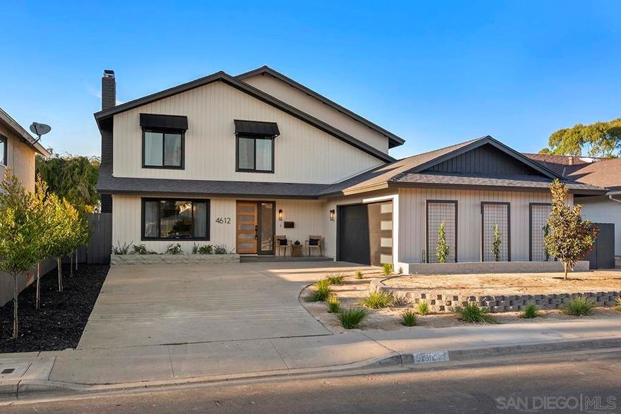 This reimagined University City home has undergone a complete renovation inside and outside and is absolutely stunning! Enjoy quiet (no road noise!) panoramic views & city lights to the north! Features include: 5 bedrooms, 3 full bathrooms, (1 bd & 1 full bath on the 1st floor) 2,700 sqft on an 8,300 sqft lot on a cul-de-sac. Spacious high-end kitchen with 9' island and 16' bifold doors, creating seemless indoor/outdoor living to enjoy the views. All new: Roof, windows, flooring, front & back yard landscaping, heating & air conditioning, 200 amp electrical panel, copper plumbing, sewer line (replaced from house to street & re-lined under house), garage door & opener plus a 220 plug for EV charger. Custom designer touches throughout. Close to major businesses, La Jolla Shores, UCSD, shopping, restaurants. Walking distance to excellent schools! YOU WON'T WANT TO MISS THIS ONE!!!