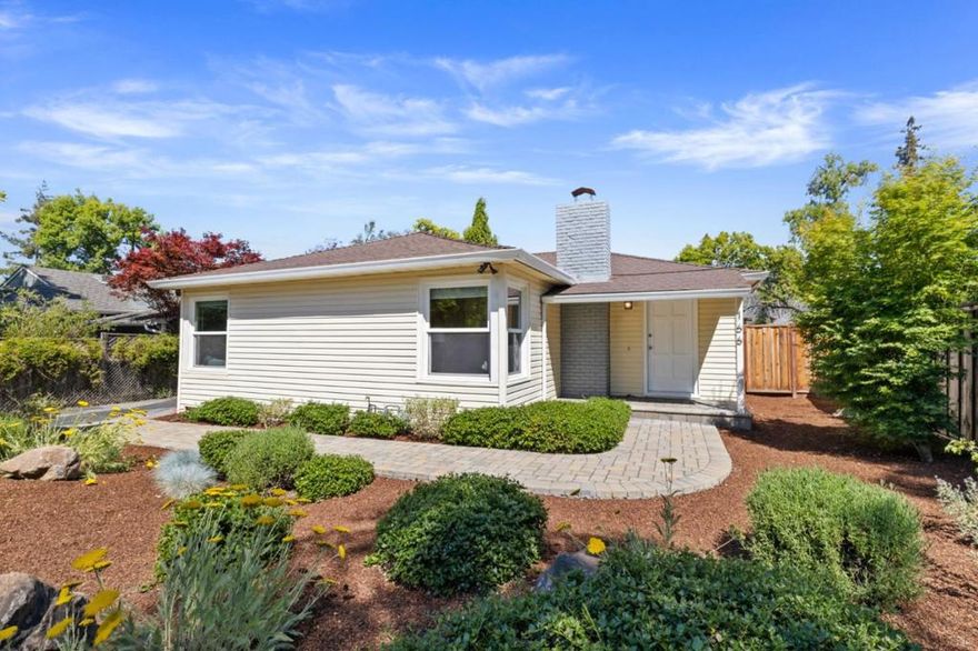 Welcome to 166 Willow Rd in the coveted Willows area in Menlo Park! This updated gem offers 3 bedrooms and 1 bathroom, plus a bonus room that's not attached to the house-perfect for a home office or gym.  Spanning 1,150 sq ft, this home combines modern style with cozy charm. Step inside to discover an inviting space with hardwood floors throughout and freshly painted walls. The chef's kitchen is a standout feature, boasting stainless steel appliances, a gas stove, microwave, and a convenient seating area. It's the ideal setting for culinary adventures and entertaining guests. Venture outside to the backyard, where you'll find a low maintenance area featuring turf grass and a trellis, perfect for relaxing or hosting outdoor gatherings. The fenced yard provides privacy and a safe space to enjoy. Located on a 5,029 sq ft. lot, this home offers easy access to major highways, as well as proximity to Meta and the vibrant downtown areas of Palo Alto and Menlo Park. Enjoy leisurely strolls to the newly remodeled Willow Oaks Park, located just a short walk away. Double pane windows ensure comfort and energy efficiency year-round. Whether you're seeking a tranquil retreat or a vibrant lifestyle, this home delivers the best of both worlds. Don't miss the chance to make it yours!