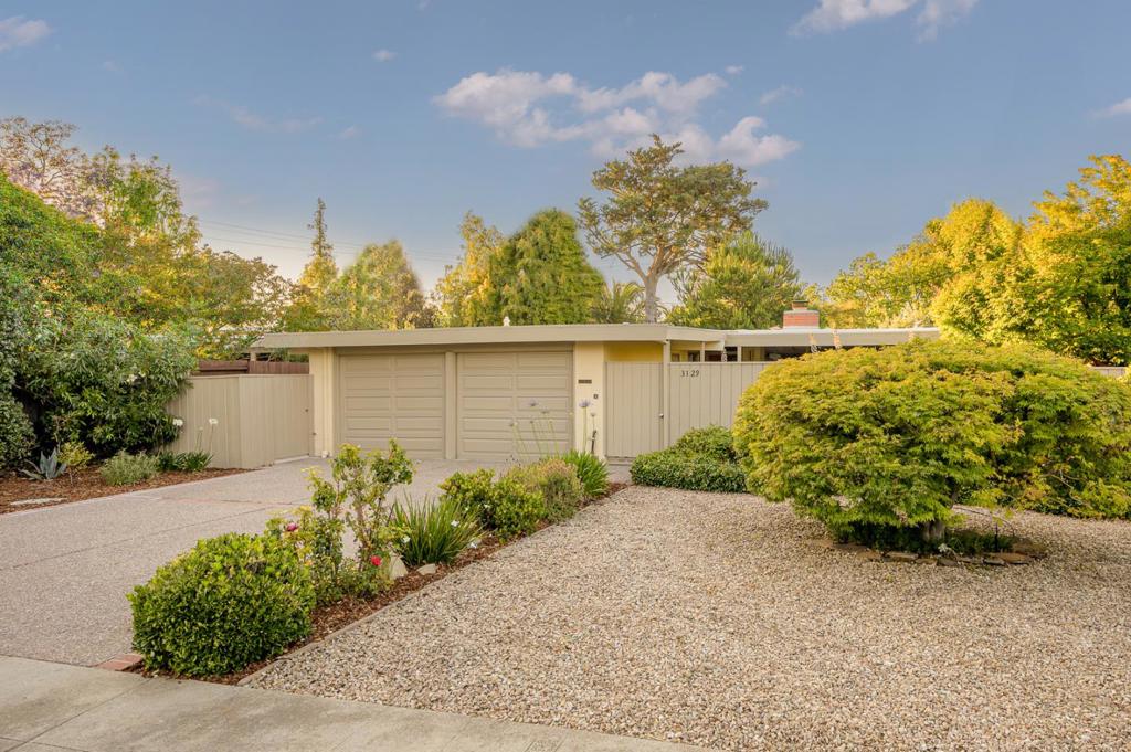 BEAUTIFULLY MAINTAINED MACKAY | Light-Filled Design | Lush Landscaping | Flexible Layout | Private Location | Large Lot. First time on the market since 1965, this 3 bedroom 2 bath midcentury design home features floor-to-ceiling windows, natural light, and an indoor-outdoor flow layout. Details include vaulted post-and-beam ceilings and brick fireplace in the living room. The dining room and kitchen overlook the spacious heated sunroom and backyard. Expansive backyard sanctuary with greenery and various mature fruit trees. Private primary suite with backyard access, versatile front bedroom/office with its own entrance. Near Seale Park, Mitchell Park and Community Center, commuter routes, and major tech campuses including Google, Apple, Meta, Tesla, and more. Excellent schools: Palo Alto High, JLS, Palo Verde Elementary (Buyers to verify availability)