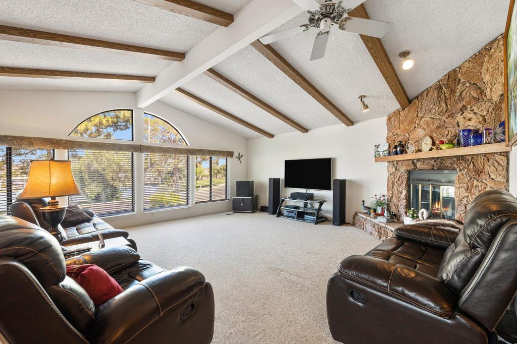 Welcome to Family Friendly Sky Valley Resort with the rare and healing hot mineral water in their gorgeous pools and spas! This home is a rare triple-wide manufactured home with a garage and is located on the best view and corner lot! Located steps from the main pool and directly across from the main lake with a breath-taking view of the magnificent San Jacinto mountain! The living room is spacious with a full corner fireplace and wet bar, a separate den/office that can easily be converted to a third bedroom, individual laundry room, and 2 very spacious bedrooms. A raised concrete front porch for enjoying the spectacular view! With a low monthly rent of 1,275.00. Located in the Coachella Valley with warm Winters and a short drive to quaint downtown Palm Springs, fine dining and shopping on famous El Paseo Drive in Palm Desert, the new Acrisure Arena with ice hockey and concerts, Paribas tennis in Indian Wells, PGA golf tournaments, Old Town La Quinta, art festivals and so much more. Enjoy the friendly atmosphere and beautiful people in Sky Valley Resorts gated community, with their newly added state of the art pickleball, tennis, healing pools and spas, dog park, farmers market, hiking trails and so much more!