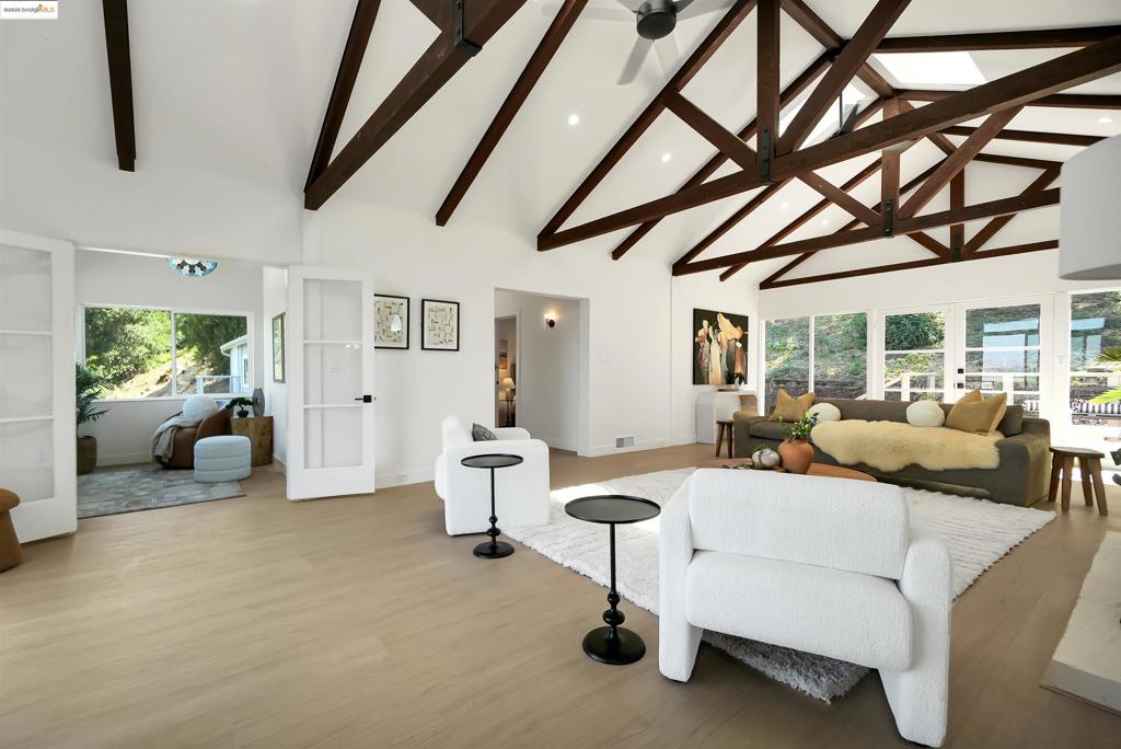 Extremely Rare Opportunity to live in one of six homes in this gated community with breathtaking views! Experience luxury living in this stunning fully renovated estate located in the exclusive Castlewood Country Club. Nestled on over 1.1 acres w/ no HOA, this 3,840 sqft home combines high-end finishes, incredible views, and unmatched privacy — all set right off the 16th fairway of the golf course. Step inside to a spacious living room with vaulted beam ceilings, and a thoughtfully designed layout featuring 4 bedrooms, a dedicated office, a game room, and 3 full bathrooms. The gourmet kitchen is a chef’s dream, showcasing quartzite countertops, a 36”chefs range, and seamless flow to both dining and living spaces. Enjoy unforgettable moments in the family room, complete with a wet bar, wine fridge, and an adjacent game room—perfect for entertaining. The expansive Primary Suite offers a tranquil escape with a large walk-in closet, luxurious spa-like bathroom and a private deck overlooking the serene Castlewood Views. Outside, you’ll find beautifully landscaped grounds, with multiple areas to relax or entertain—all while soaking in the panoramic golf course and hilltop views. The property also features a 4-car garage and is located close to top-rated schools and the 680 freeway.